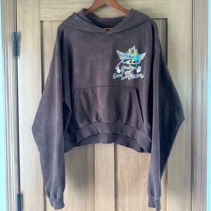 Boys Lie Goodbye and Good Riddance Brown Cropped Hoodie One Size​​